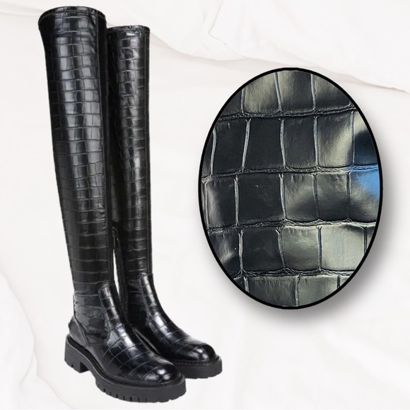 Franco Sarto Shoes - Franco Sarto Studio Fera Over Knee Crocodile Wide Calf Boot Black 11 *New in Box